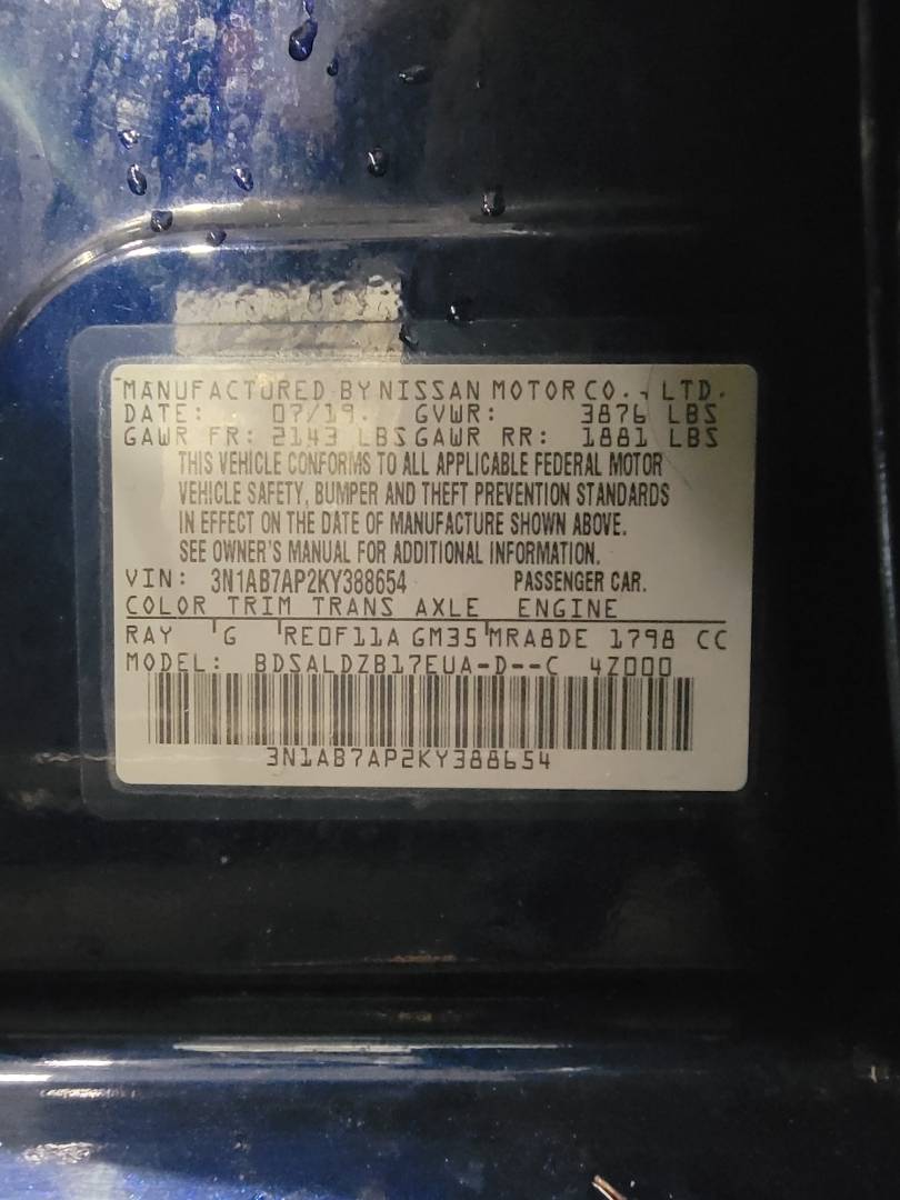 2019 NISSAN SENTRA — 116922 Miles — Lot Y388654 — Main - Marhaba Auctions Used Cars - Image 10
