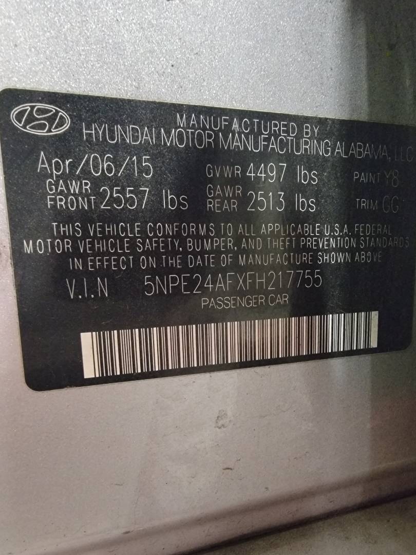 2015 HYUNDAI SONATA — 120529 Miles — Lot 38260880 - Marhaba Auctions Used Cars - Image 3