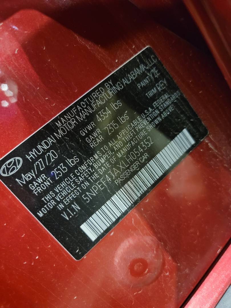 2020 HYUNDAI SONATA — 43038 Miles — Lot XLH054352 — Main - Marhaba Auctions Used Cars - Image 9