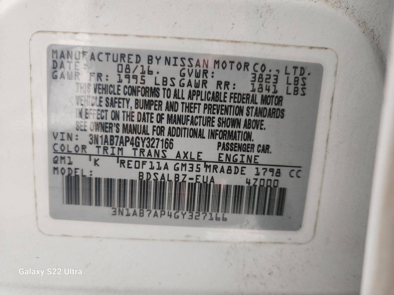 2016 NISSAN SENTRA — 160595 Miles — Lot 37436579 - Marhaba Auctions Used Cars - Image 11