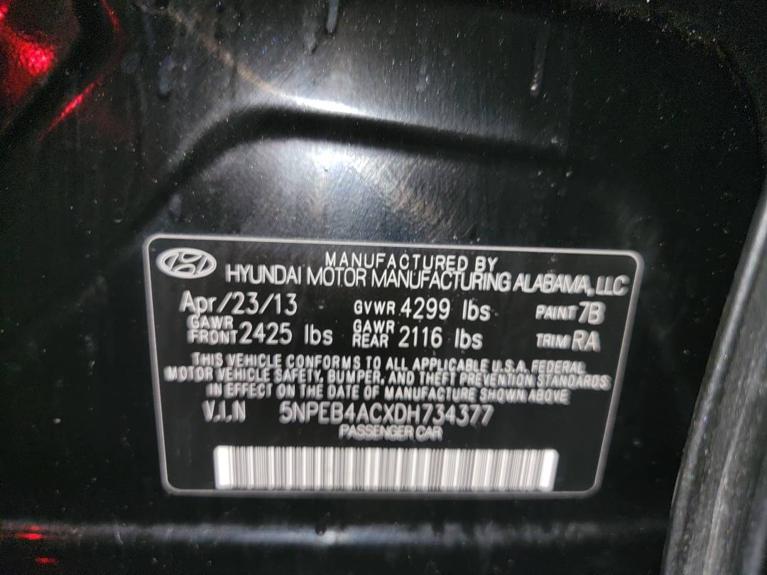 2013 HYUNDAI SONATA — 187626 Miles — Lot H734377 - Marhaba Auctions Used Cars - Image 10