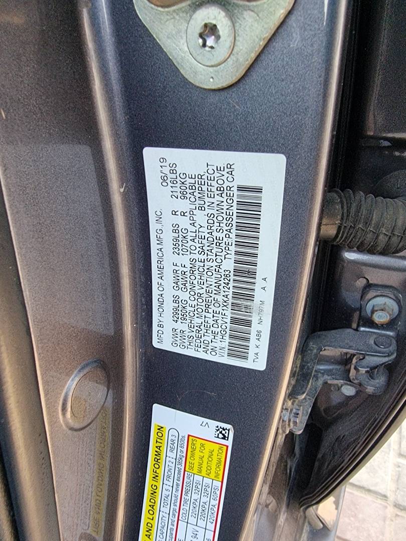 2019 HONDA ACCORD — 97120 Miles — Lot A124263 — Ind. 12 - Marhaba Auctions Used Cars - Image 6