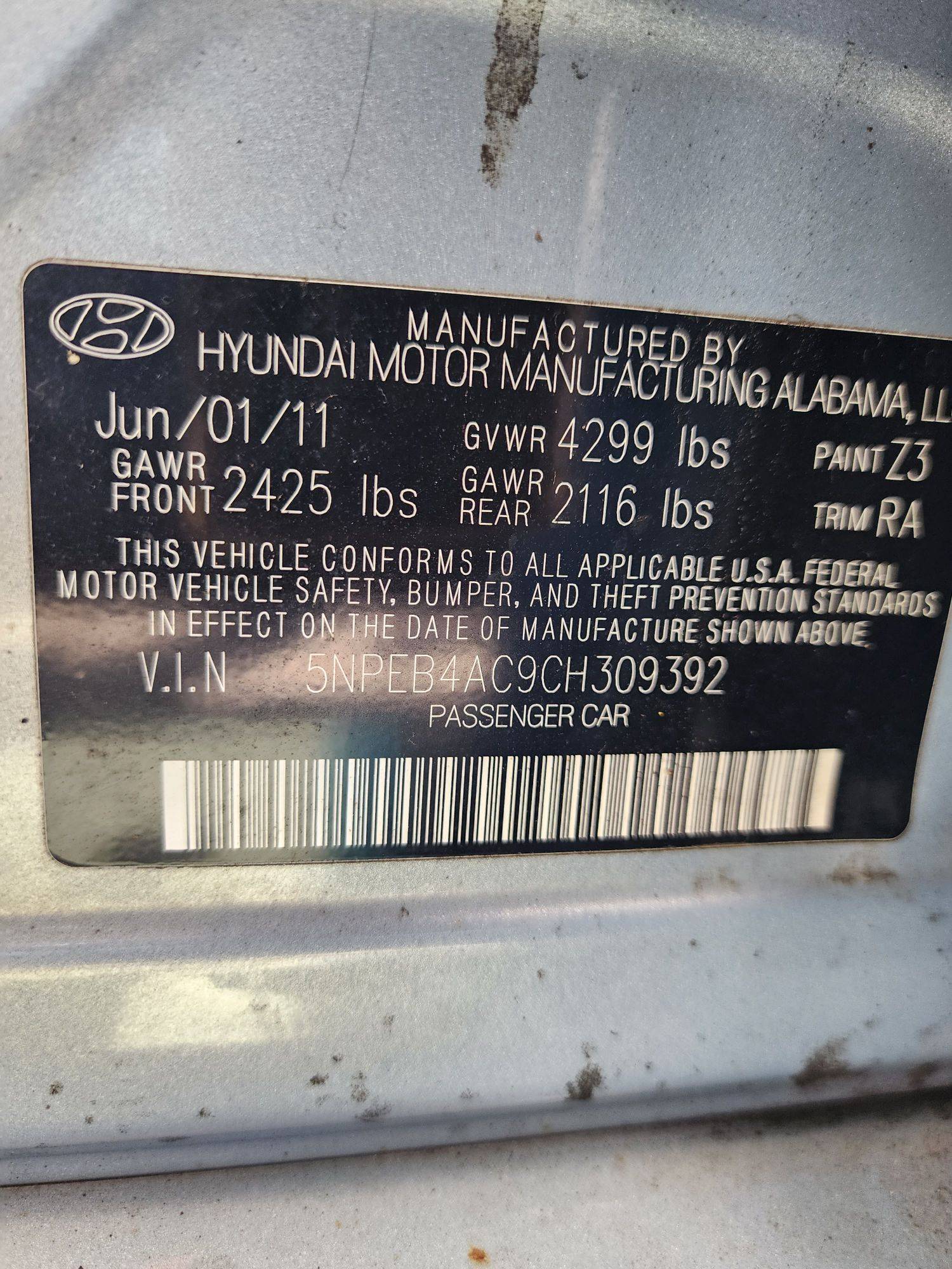 2012 HYUNDAI SONATA — 236351 Miles — Lot 37841568 - Marhaba Auctions Used Cars - Image 3