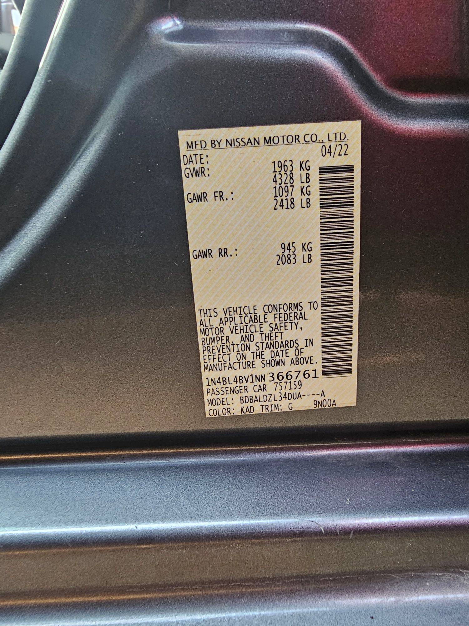 2022 NISSAN ALTIMA — 84664 Miles — Lot BV1NN366761 — Main - Marhaba Auctions Used Cars - Image 10