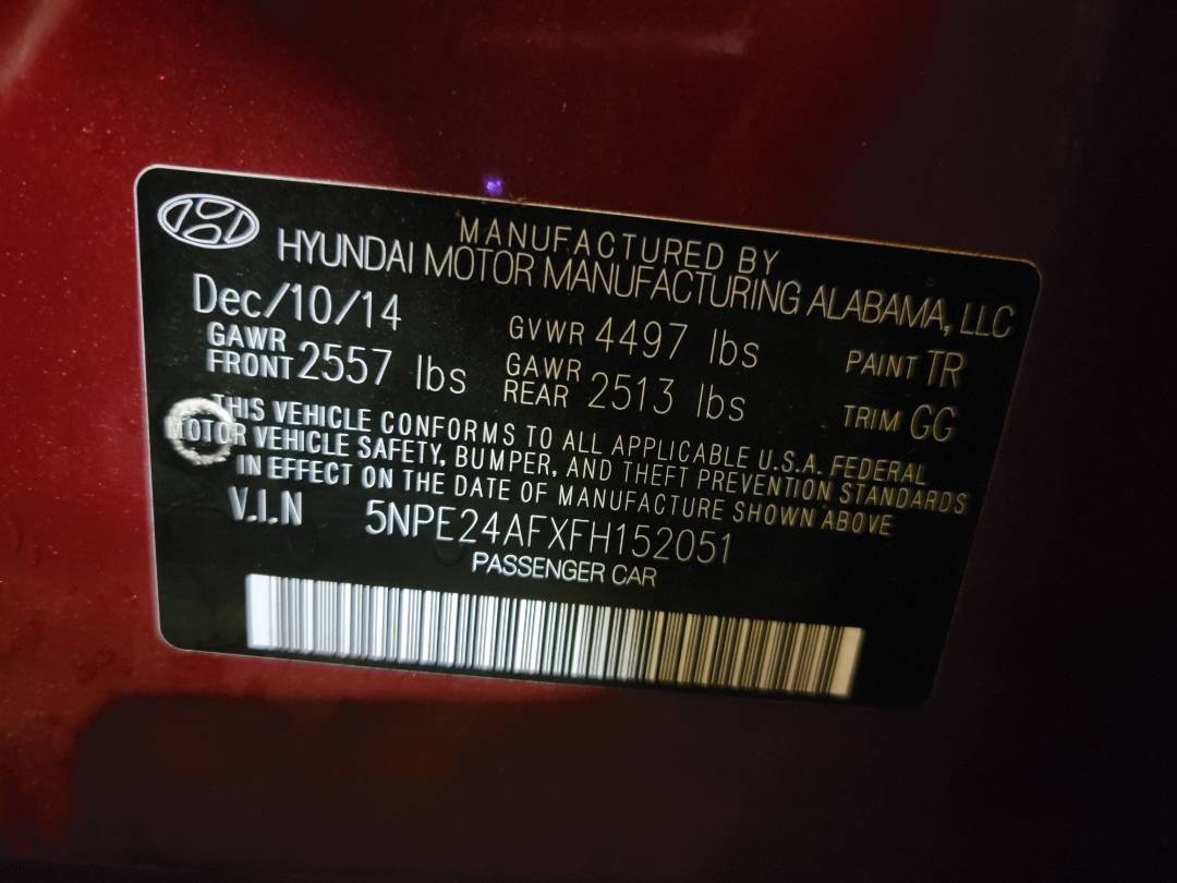 2015 HYUNDAI SONATA — 163351 Miles — Lot 36929052 - Marhaba Auctions Used Cars - Image 6