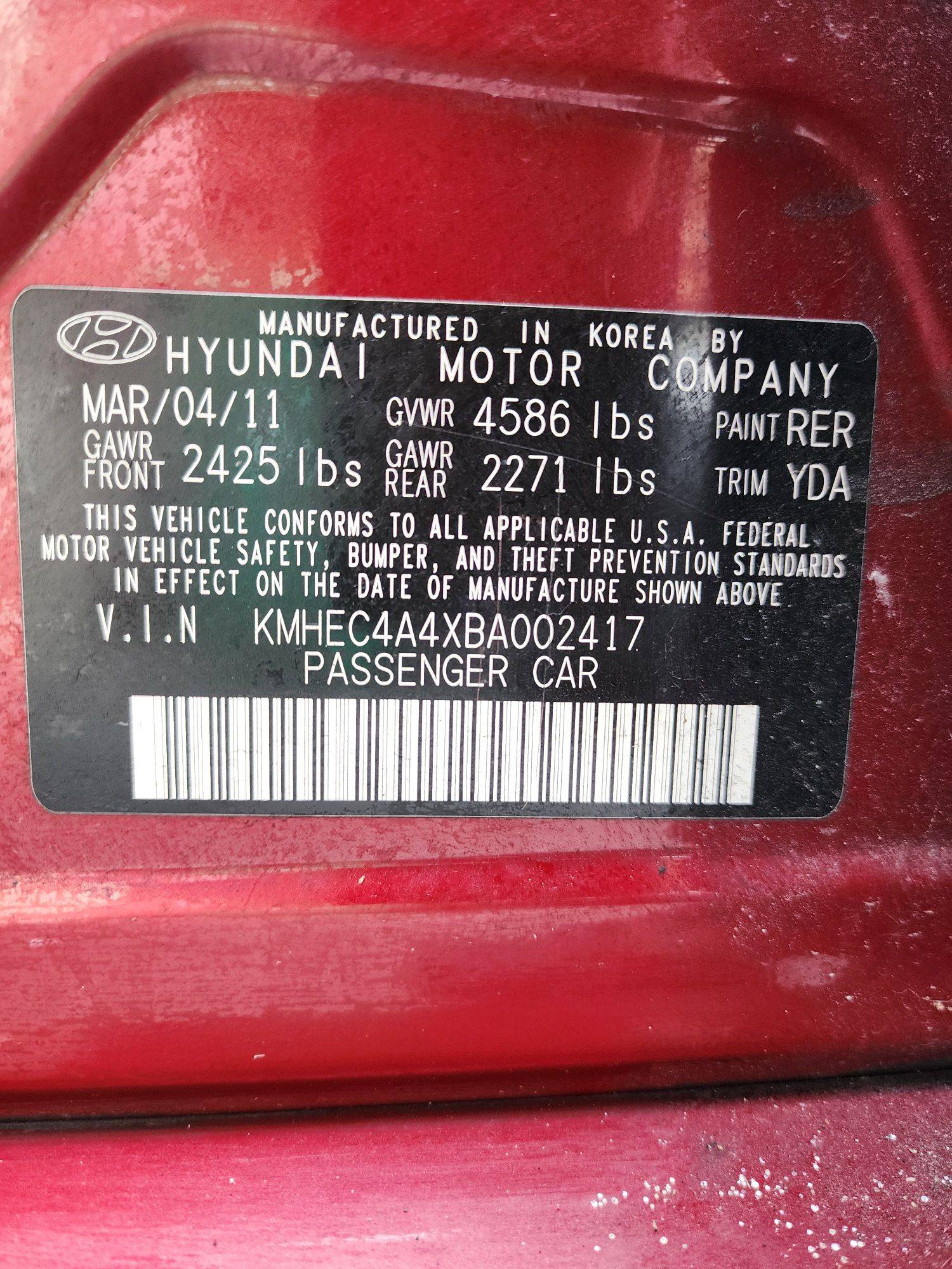 2011 HYUNDAI SONATA — 128145 Miles — Lot 58070454 — Souq - Marhaba Auctions Used Cars - Image 10