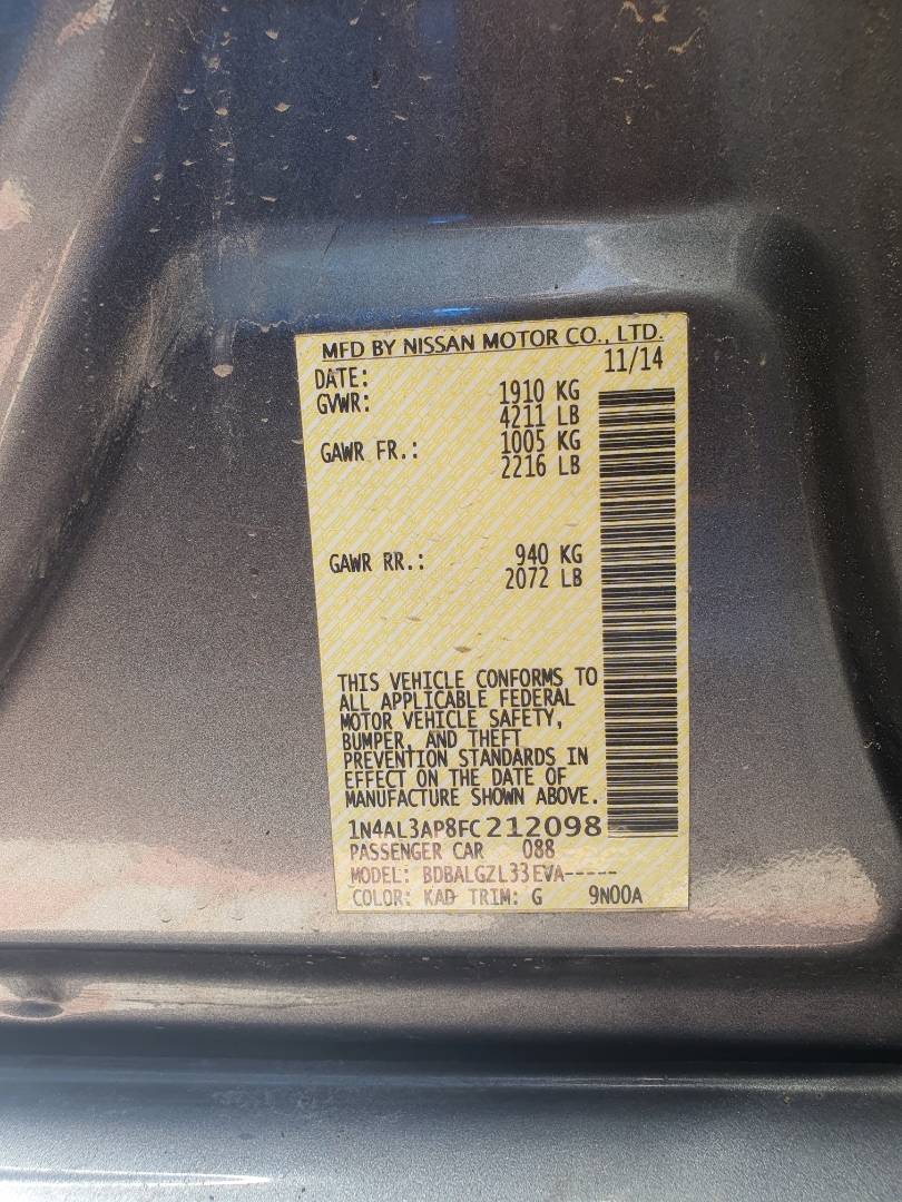 2015 NISSAN ALTIMA — 254 106 Miles — Lot 212098 - Marhaba Auctions Used Cars - Image 10