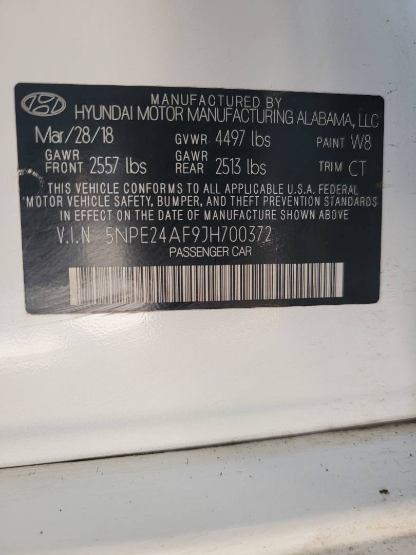 2018 HYUNDAI SONATA — 67790 Miles — Lot 700372 — Main - Marhaba Auctions Used Cars - Image 10