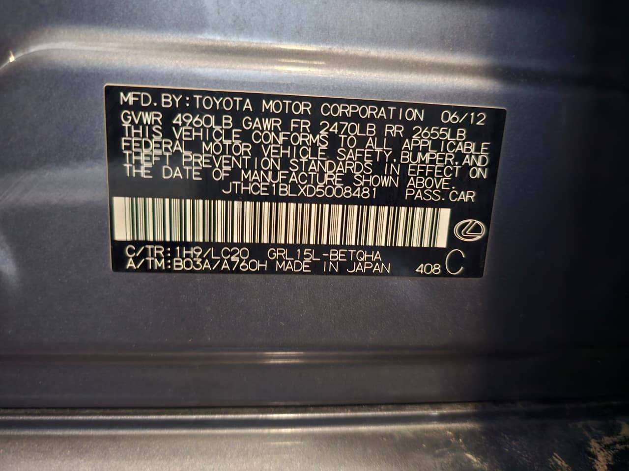 2013 LEXUS GS 350 — 198124 KM — Lot XD5008481 — Main - Marhaba Auctions Used Cars - Image 10
