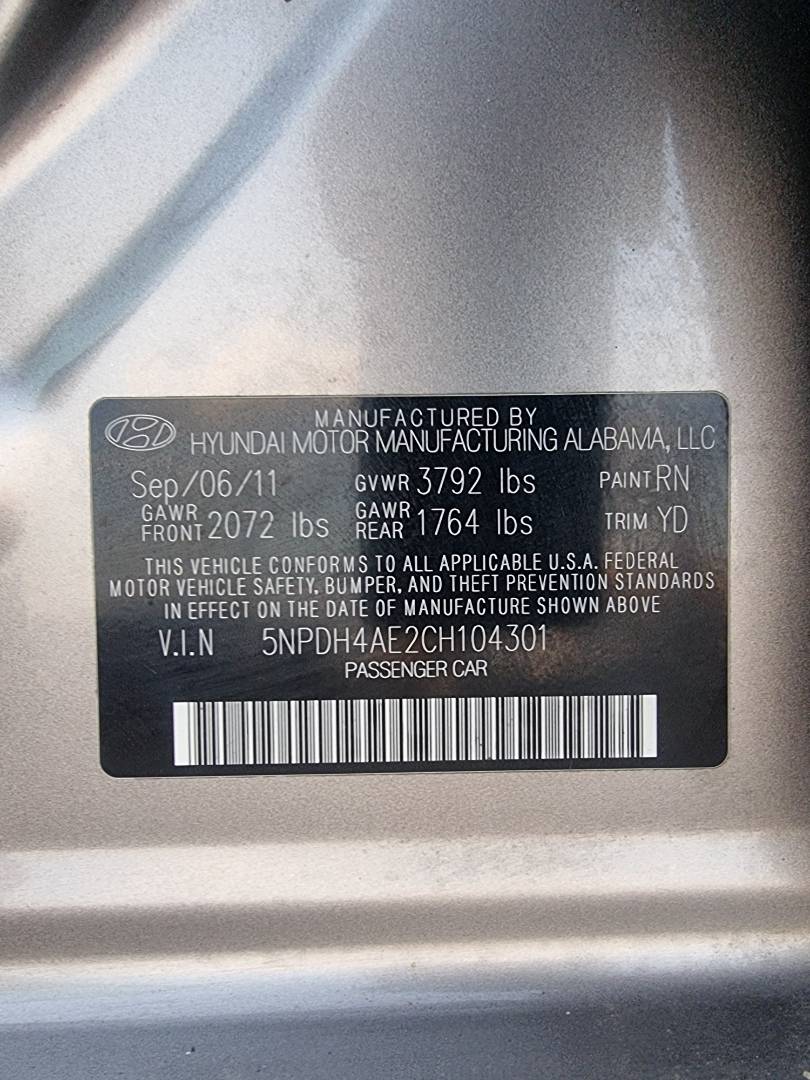 2012 HYUNDAI ELANTRA — 172547 Miles — Lot 214587 — Ind. 12 - Marhaba Auctions Used Cars - Image 9