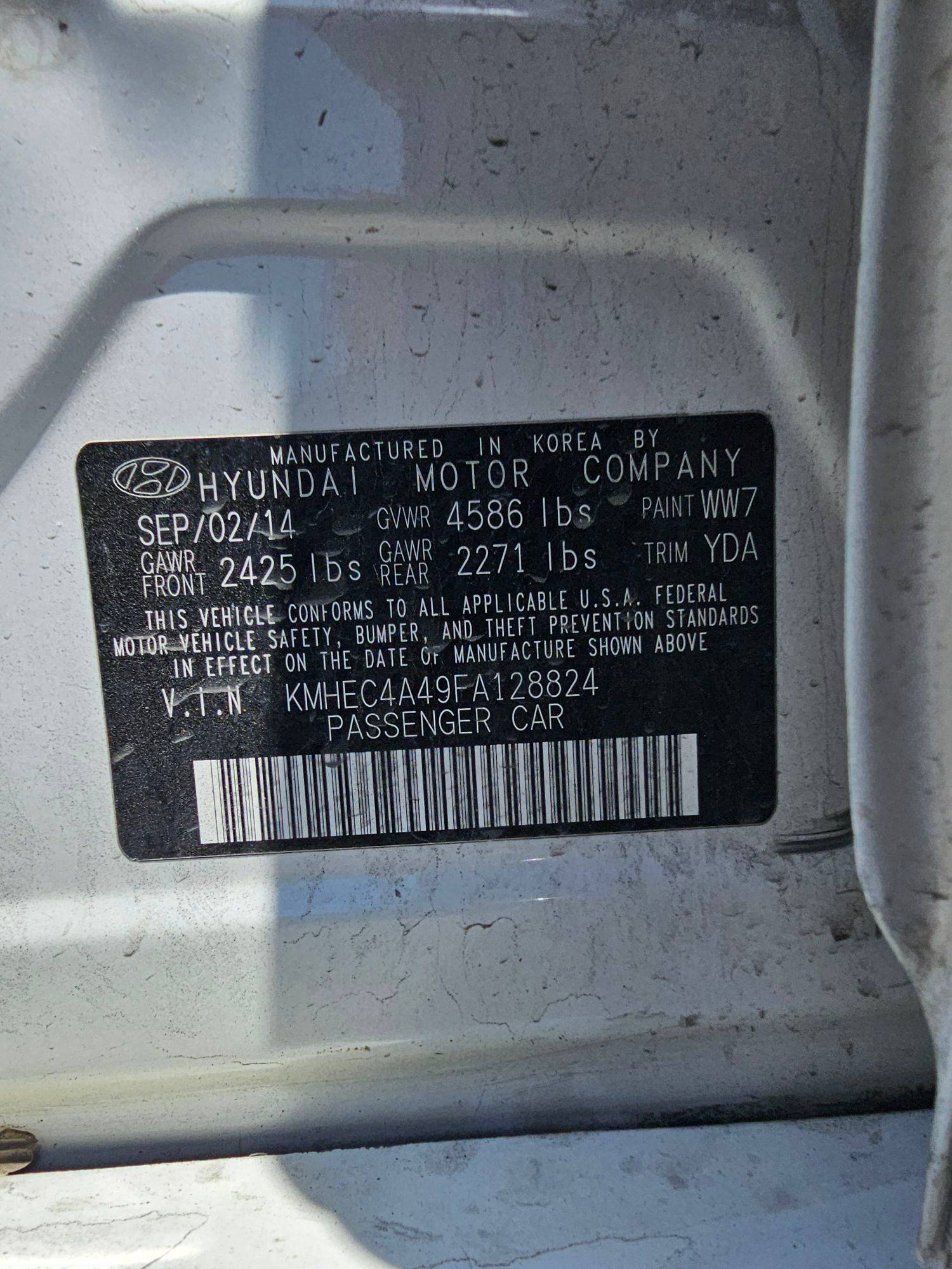 2015 HYUNDAI SONATA — 175643 Miles — Lot FA128824 — Souq - Marhaba Auctions Used Cars - Image 10