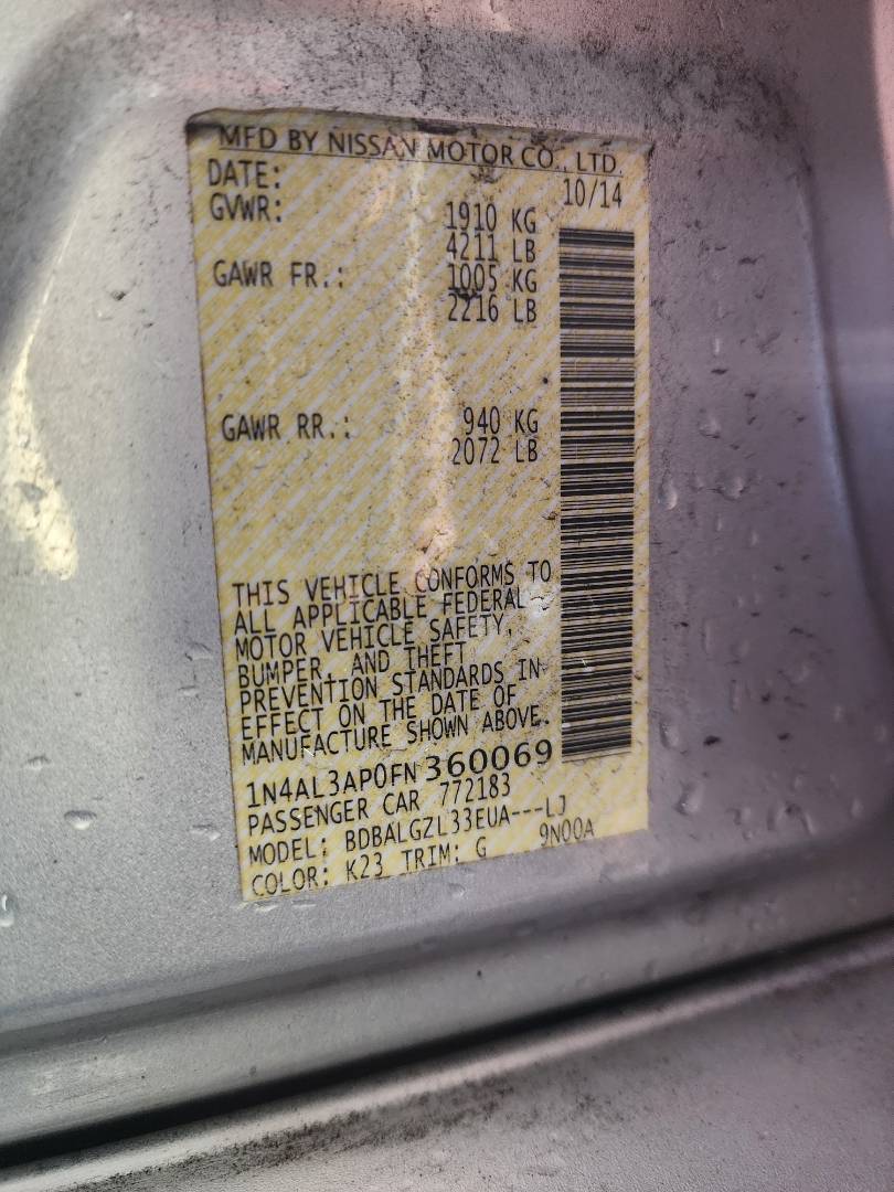 2015 NISSAN ALTIMA — 86557 Miles — Lot 70540043 - Marhaba Auctions Used Cars - Image 4