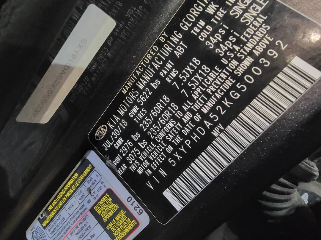 2019 KIA SORENTO — 98941 Miles — Lot KG500392 — Main - Marhaba Auctions Used Cars - Image 6