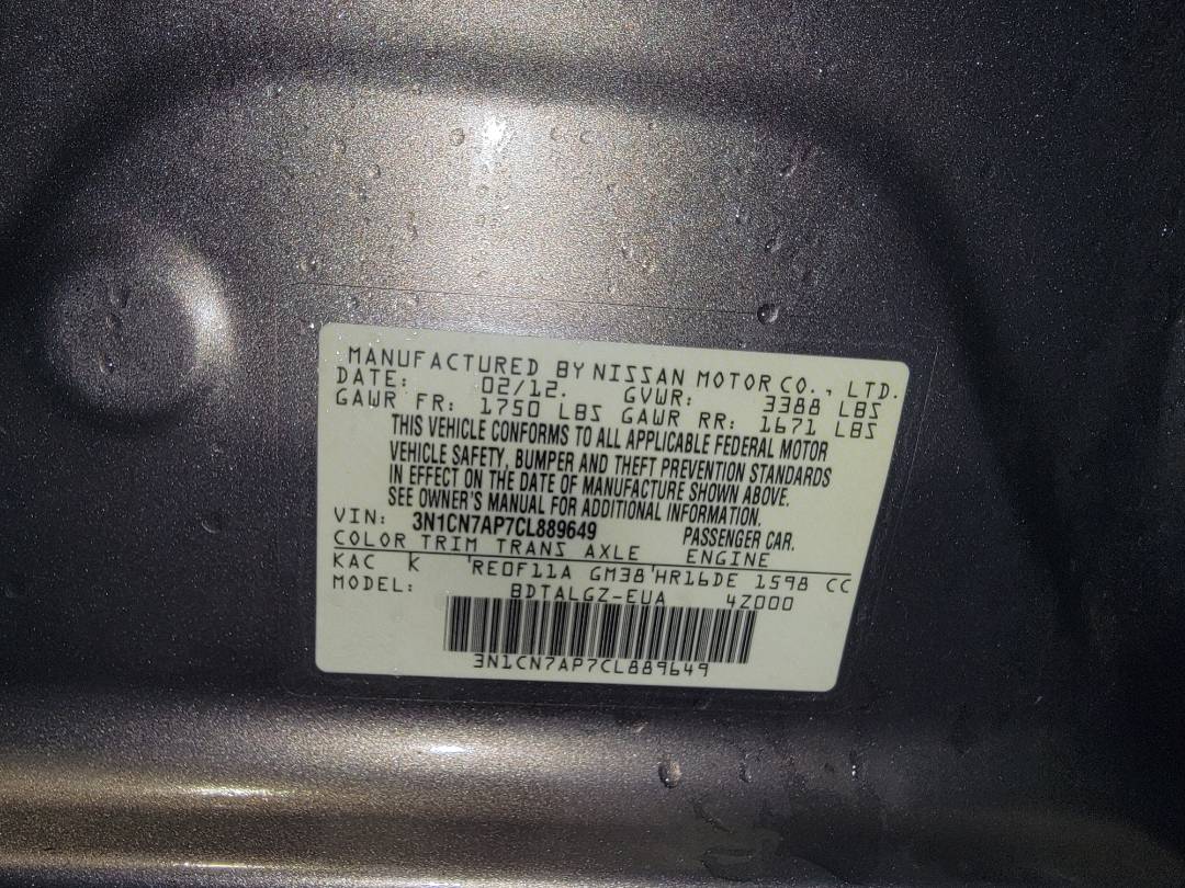 2012 NISSAN VERSA — 132361 Miles — Lot 76140493 - Marhaba Auctions Used Cars - Image 8