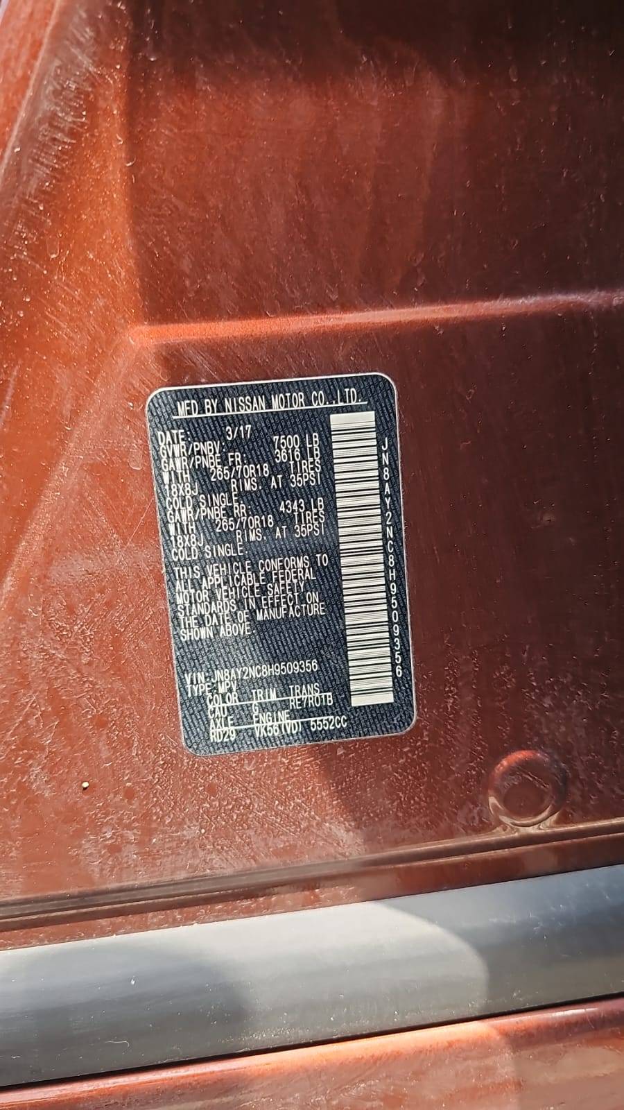 NISSAN ARMADA 2017 - Marhaba Auction Used Cars - Image 6