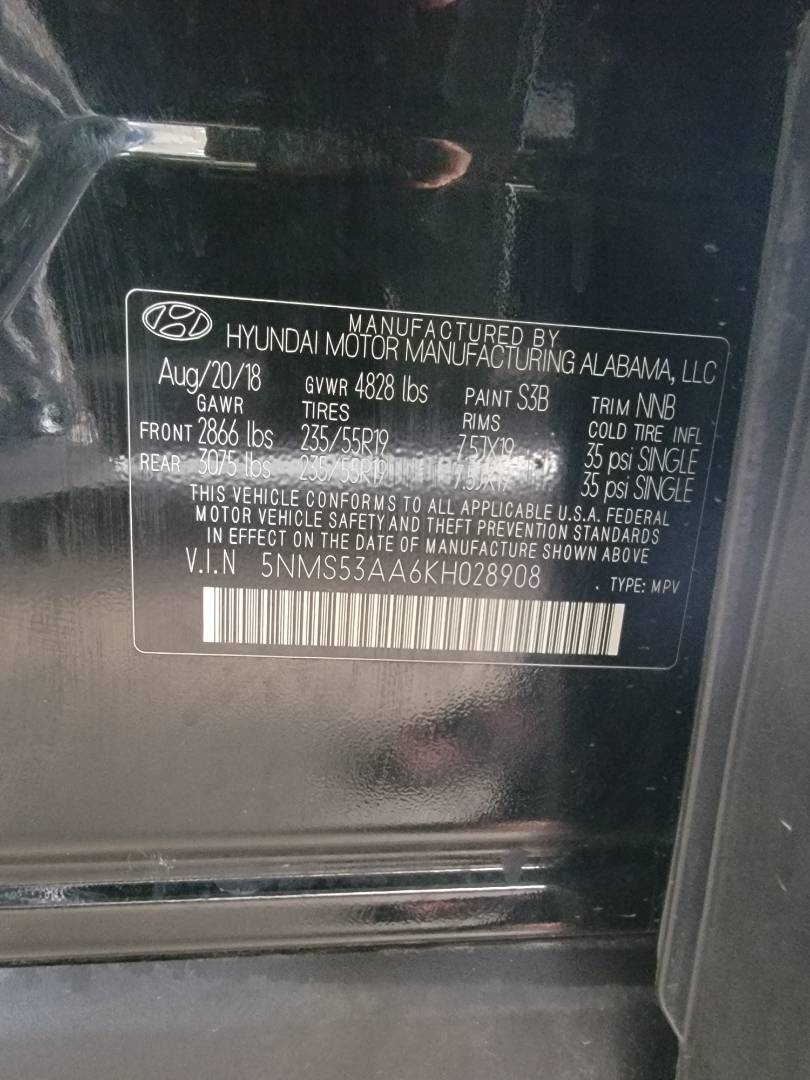 2019 HYUNDAI SANTA FE — 65950 Miles — Lot H028908 — Main - Marhaba Auctions Used Cars - Image 10