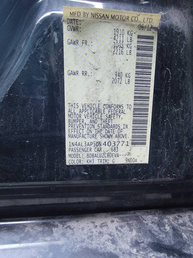 2013 NISSAN ALTIMA — 129169 Miles — Lot 78910083 - Marhaba Auctions Used Cars - Image 9