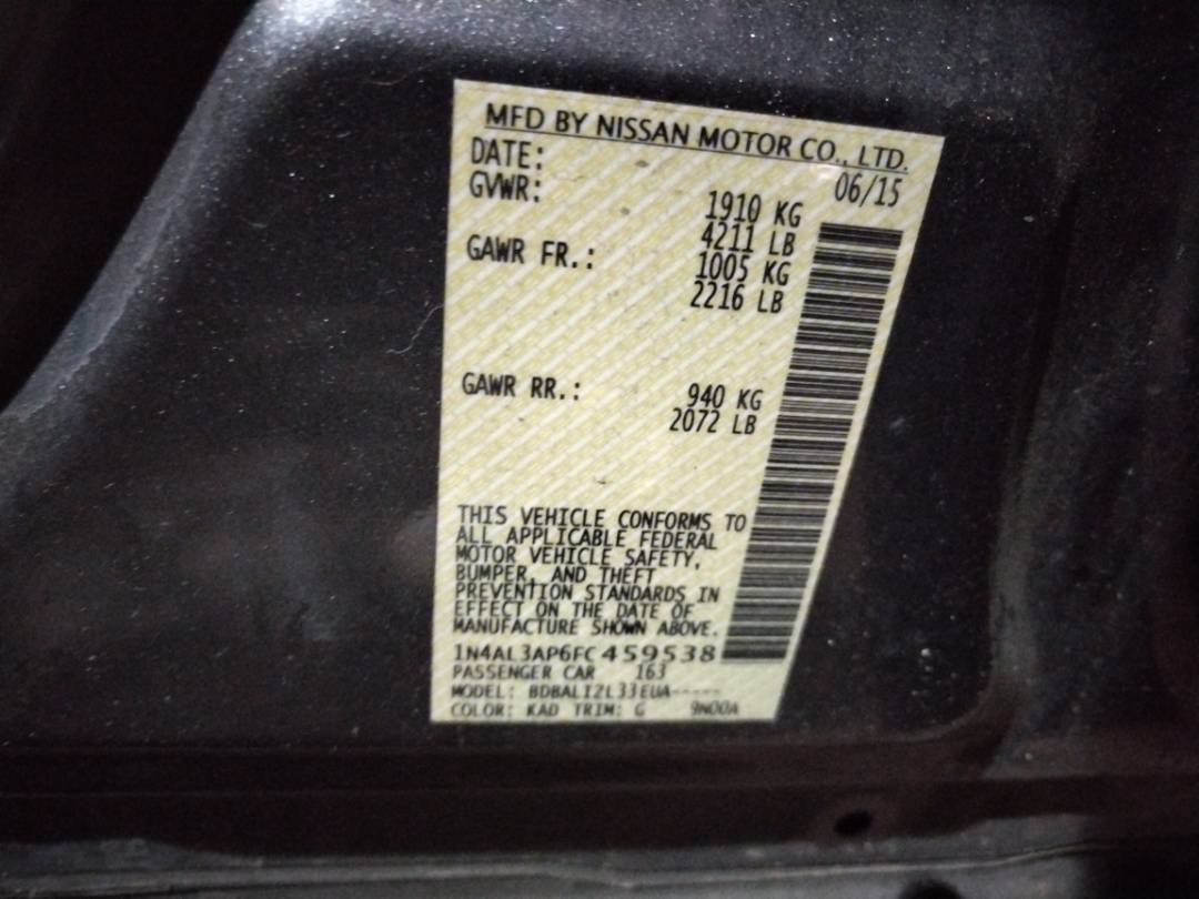 2015 NISSAN ALTIMA — 106050 Miles — Lot 37302097 - Marhaba Auctions Used Cars - Image 10