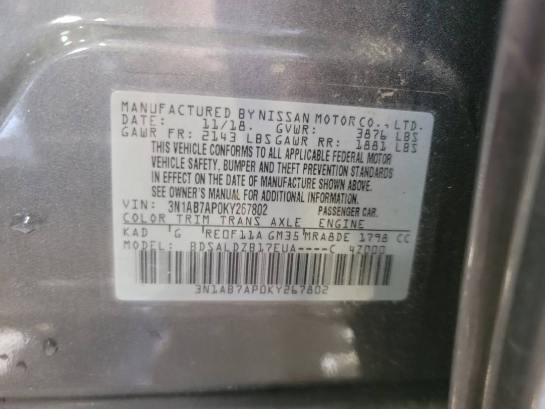 2019 NISSAN SENTRA — 47199 Miles — Lot KY267802 - Marhaba Auctions Used Cars - Image 8