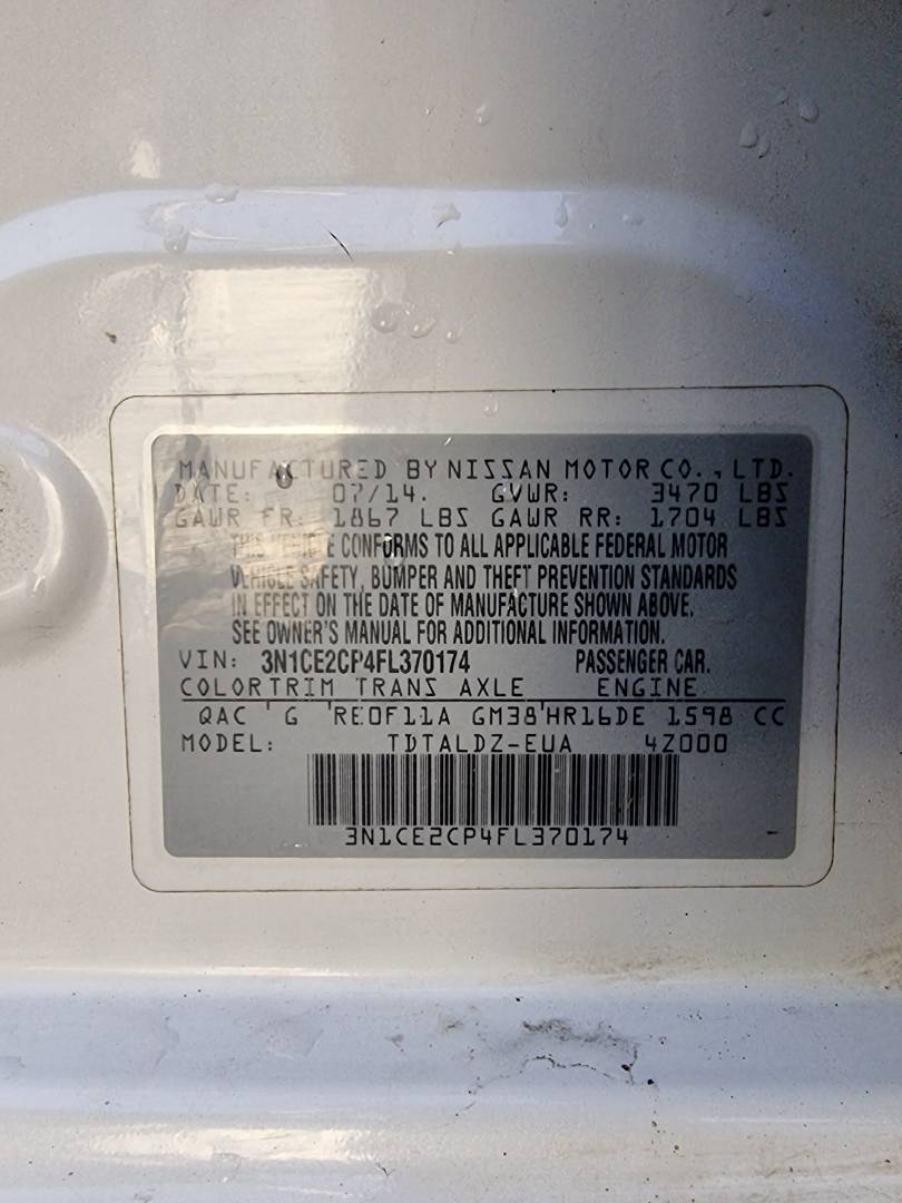 2015 NISSAN VERSA NOTE — 236468 Miles — Lot 215487 — Ind. 12 - Marhaba Auctions Used Cars - Image 9