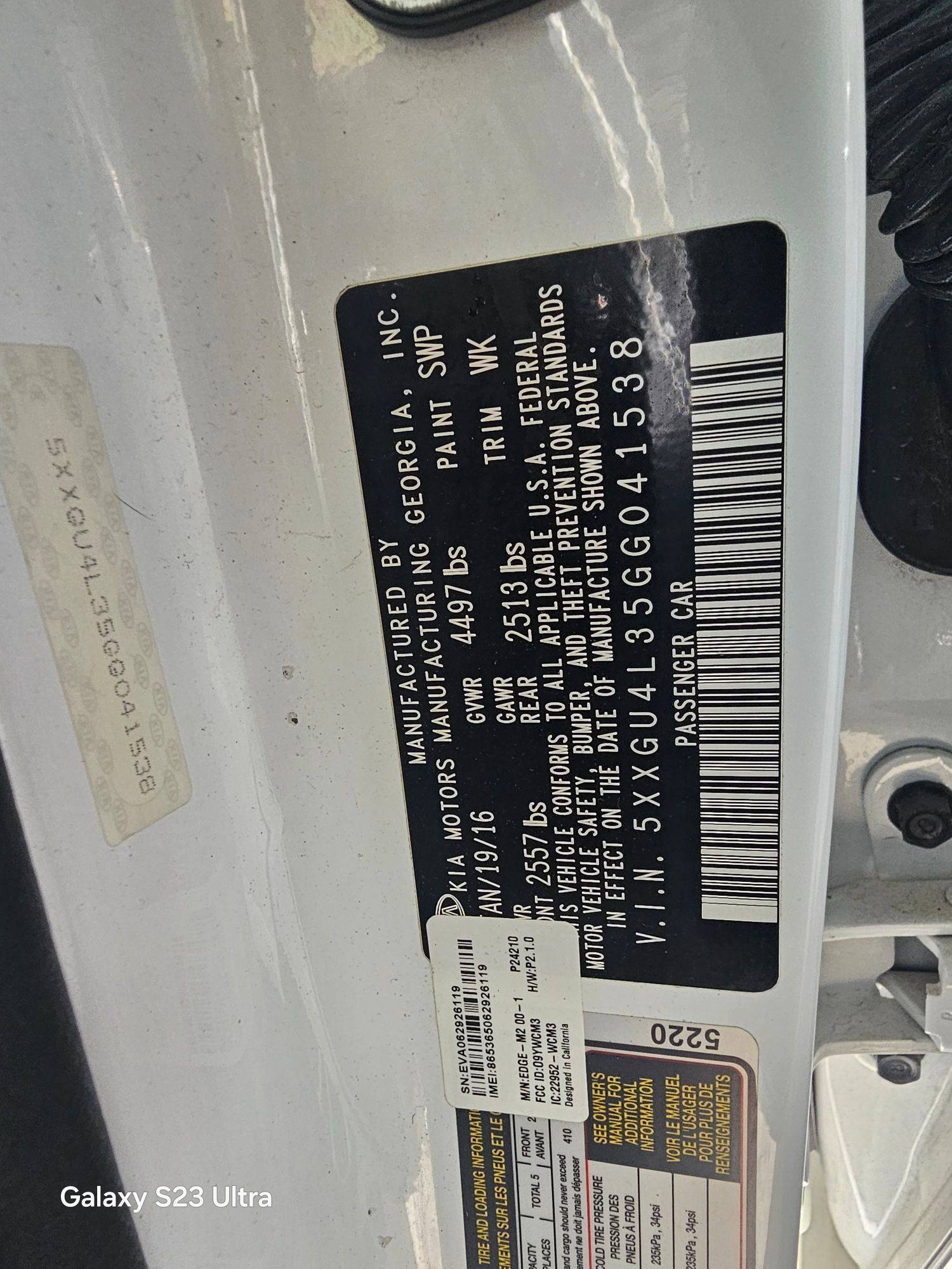 2016 KIA OPTIMA — 113192 Miles — Lot G041538 — Main - Marhaba Auctions Used Cars - Image 9