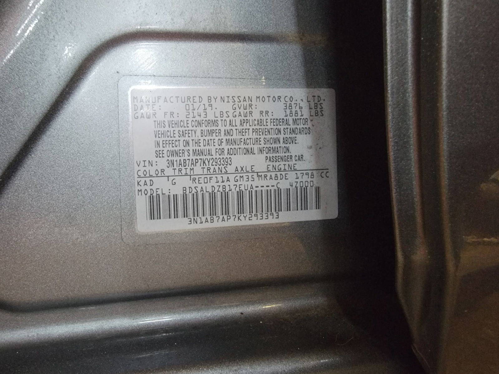 2019 NISSAN SENTRA — 107543 Miles — Lot 7KY293393 — Main - Marhaba Auctions Used Cars - Image 10