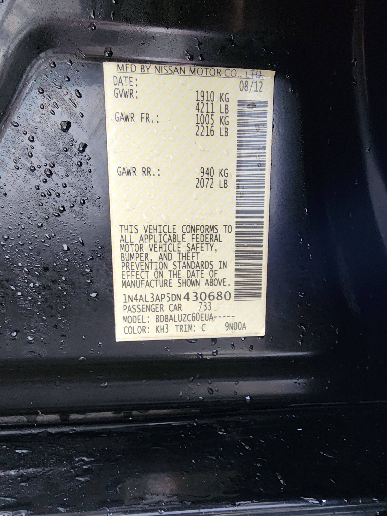 2013 NISSAN ALTIMA — 129271 Miles — Lot DN430680 — Souq - Marhaba Auctions Used Cars - Image 9
