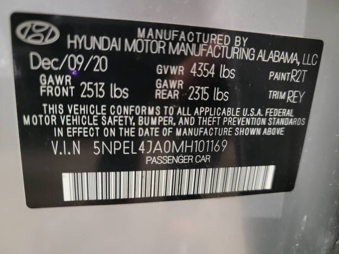2021 HYUNDAI SONATA — 45683 Miles — Lot 101169 — Ind. 12 - Marhaba Auctions Used Cars - Image 9