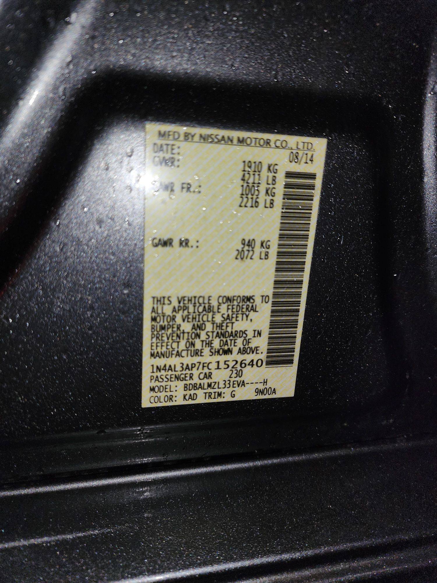 2015 NISSAN ALTIMA — 148642 Miles — Lot 37671384 - Marhaba Auctions Used Cars - Image 11