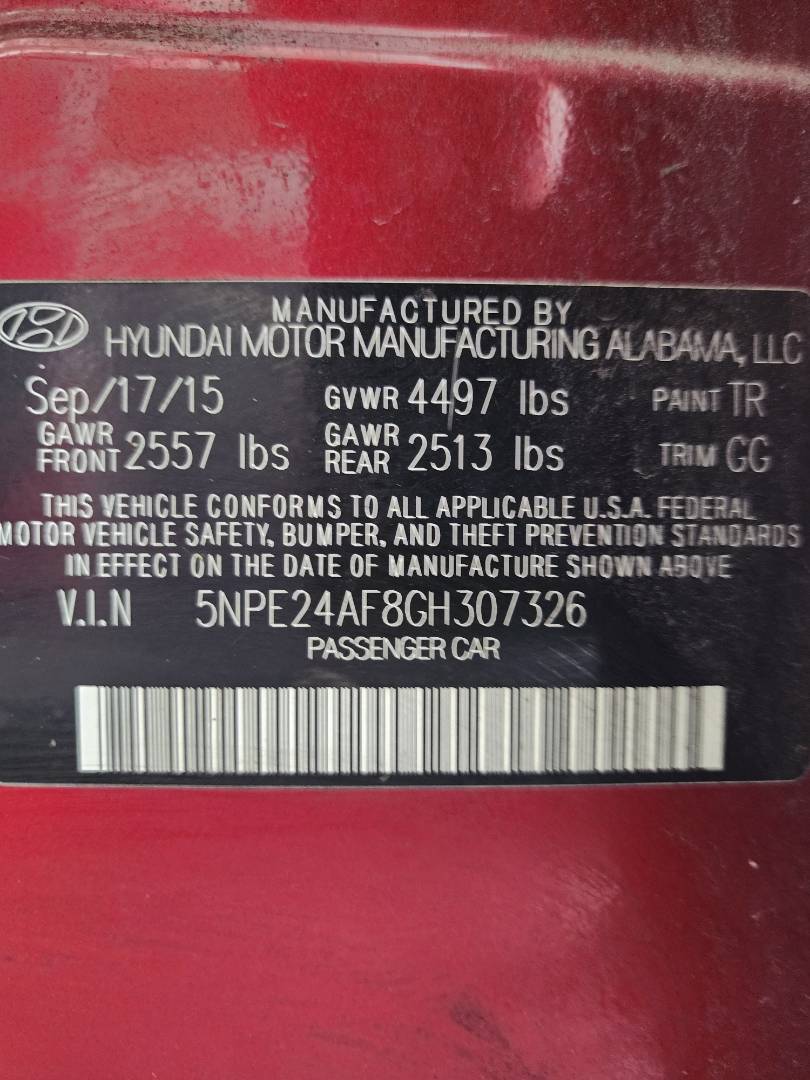2016 HYUNDAI SONATA — 165131 Miles — Lot 81528533 - Marhaba Auctions Used Cars - Image 6