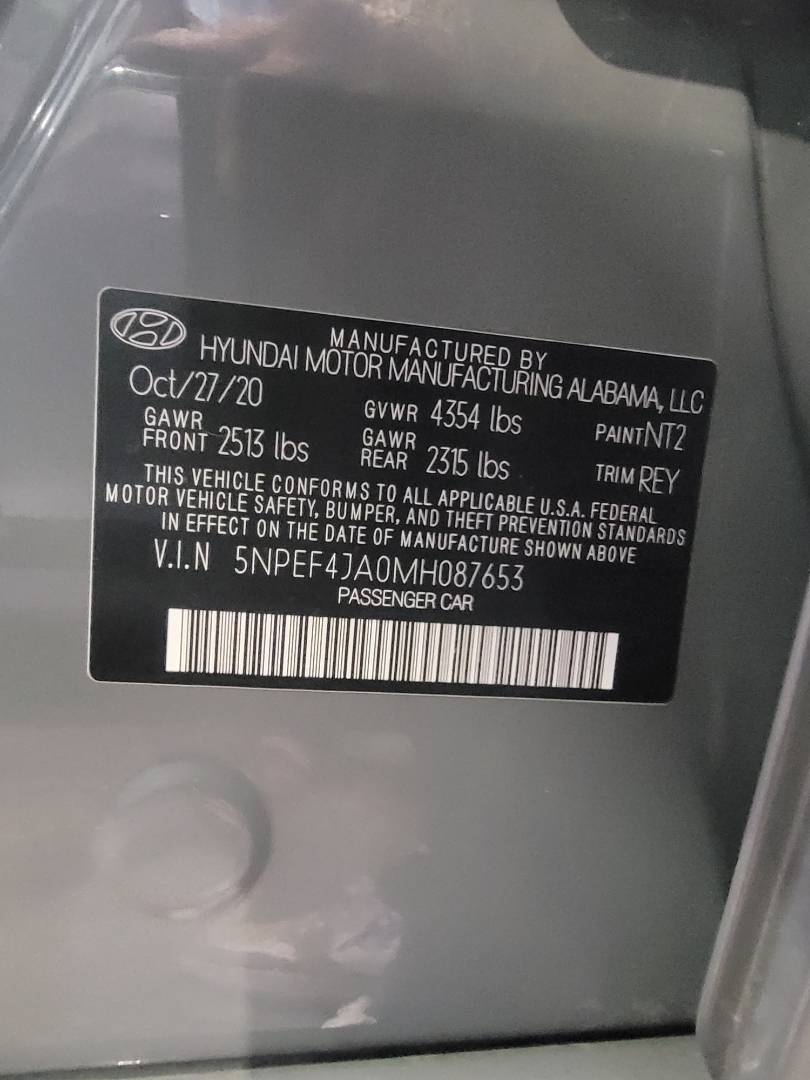 2021 HYUNDAI SONATA — 21694 Miles — Lot H087653 — Main - Marhaba Auctions Used Cars - Image 10