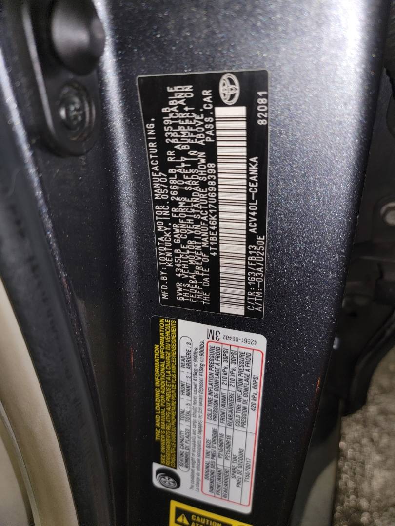 2007 TOYOTA CAMRY — 166209 Miles — Lot 38015285 - Marhaba Auctions Used Cars - Image 9