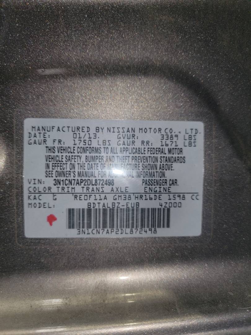 2013 NISSAN VERSA — 122029 Miles — Lot 38198420 - Marhaba Auctions Used Cars - Image 10