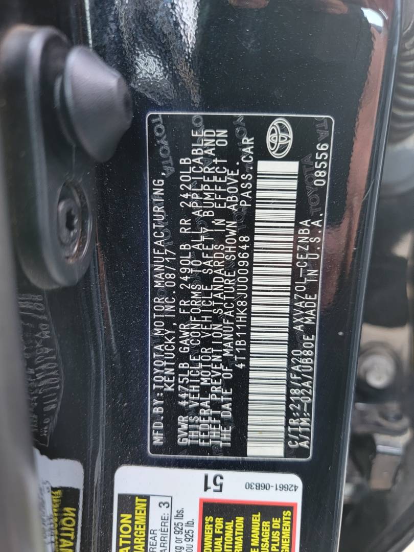 2018 TOYOTA CAMRY — 167862 Miles — Lot 38395778 — Main - Marhaba Auctions Used Cars - Image 9