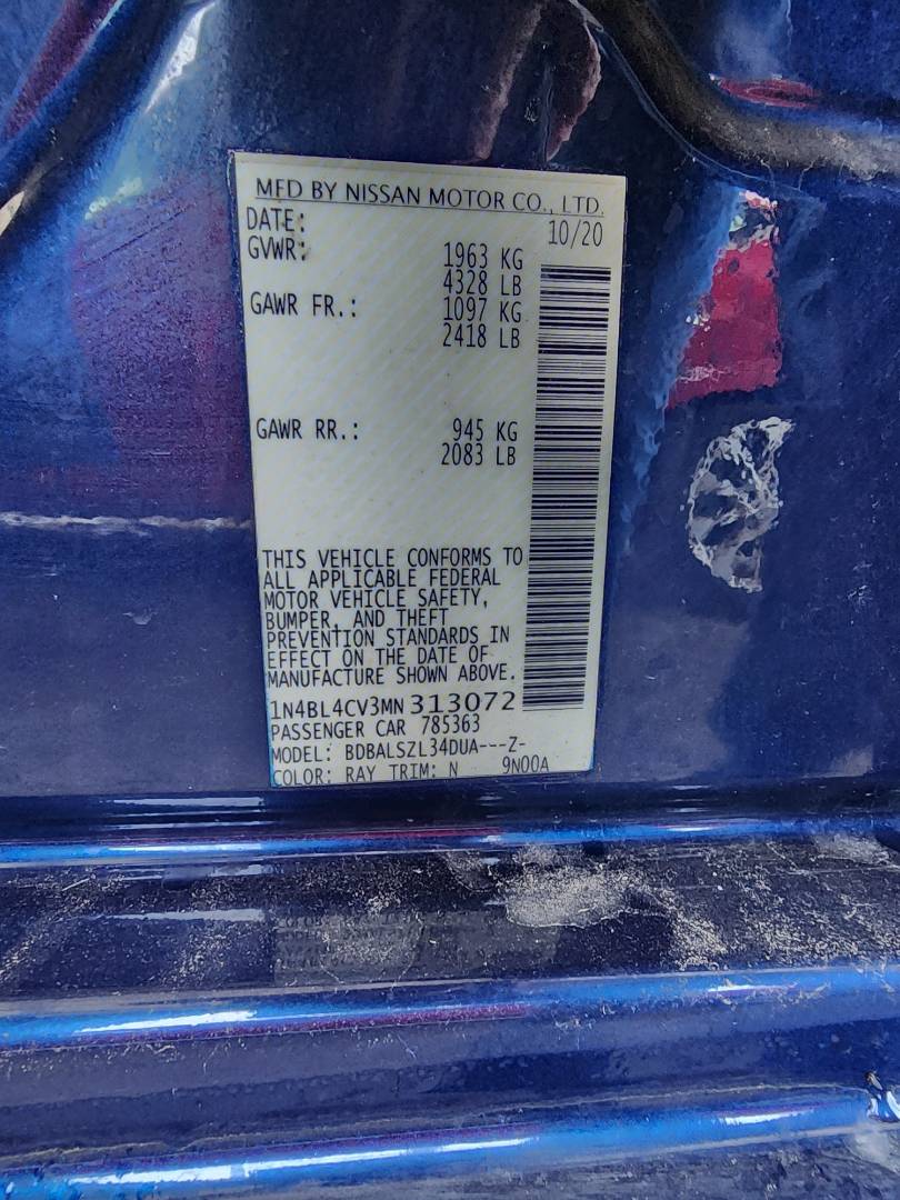 2021 NISSAN ALTIMA — 48311 Miles — Lot N313072 - Marhaba Auctions Used Cars - Image 3