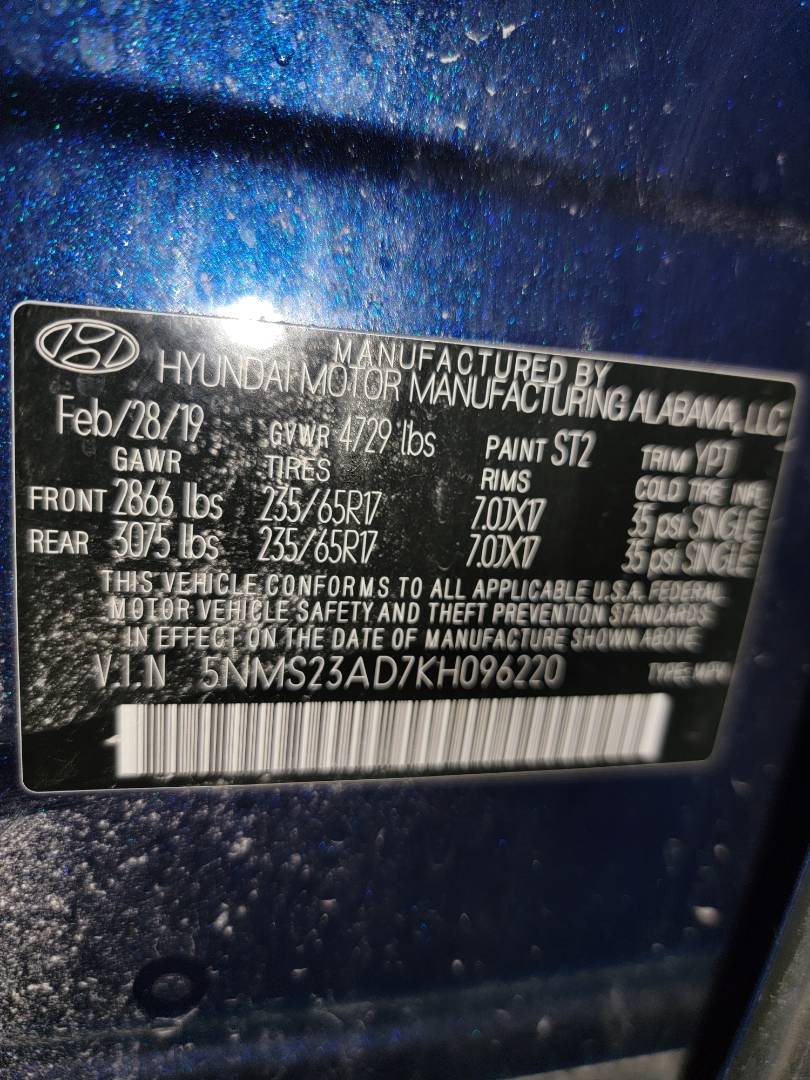 2019 HYUNDAI SANTA FE — 81694 Miles — Lot 71380273 - Marhaba Auctions Used Cars - Image 11