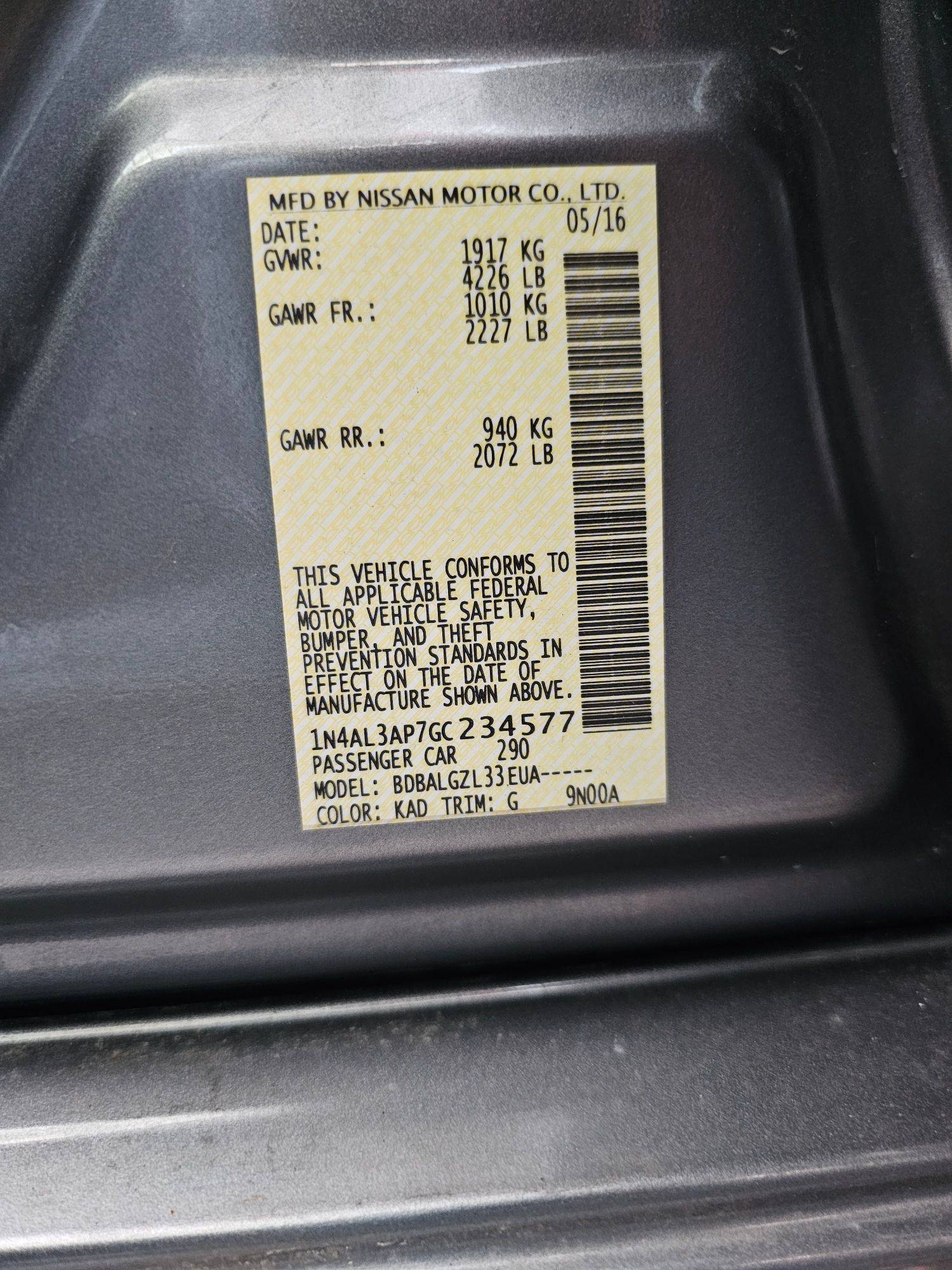 2016 NISSAN ALTIMA — 145700 Miles — Lot 3AP7GC234577 — Souq - Marhaba Auctions Used Cars - Image 9