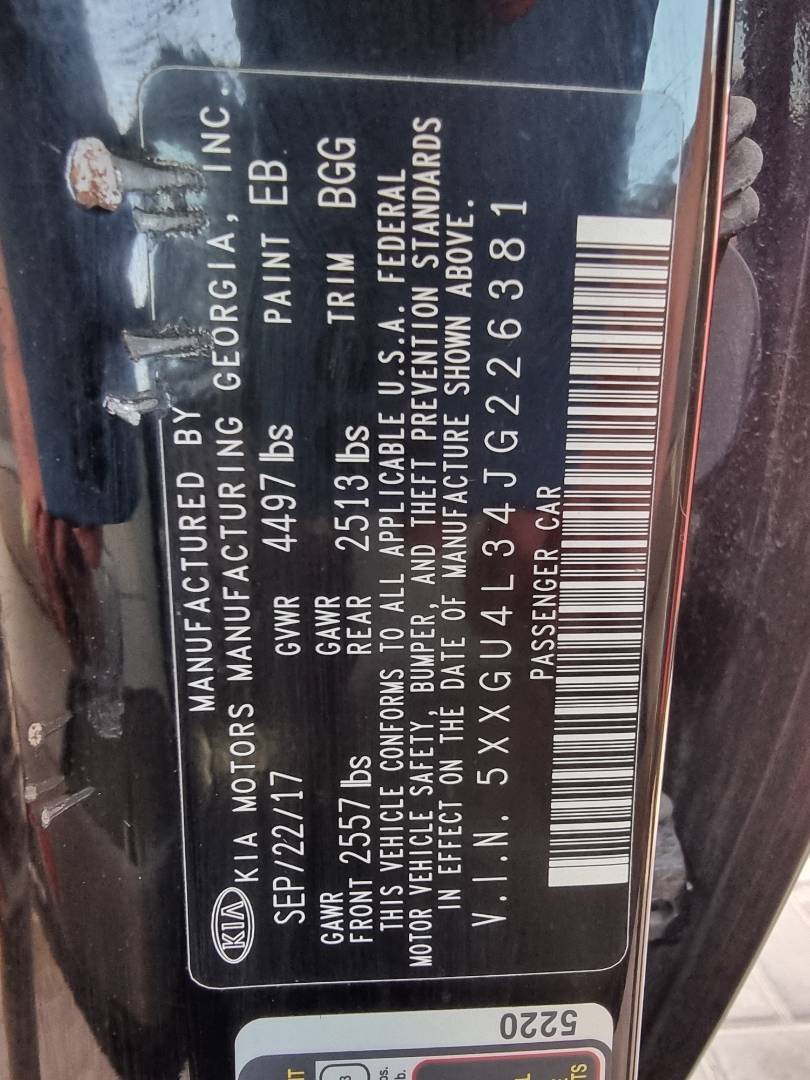 2018 KIA OPTIMA — 69 210 Miles — Lot 125487 — Ind. 12 - Marhaba Auctions Used Cars - Image 10