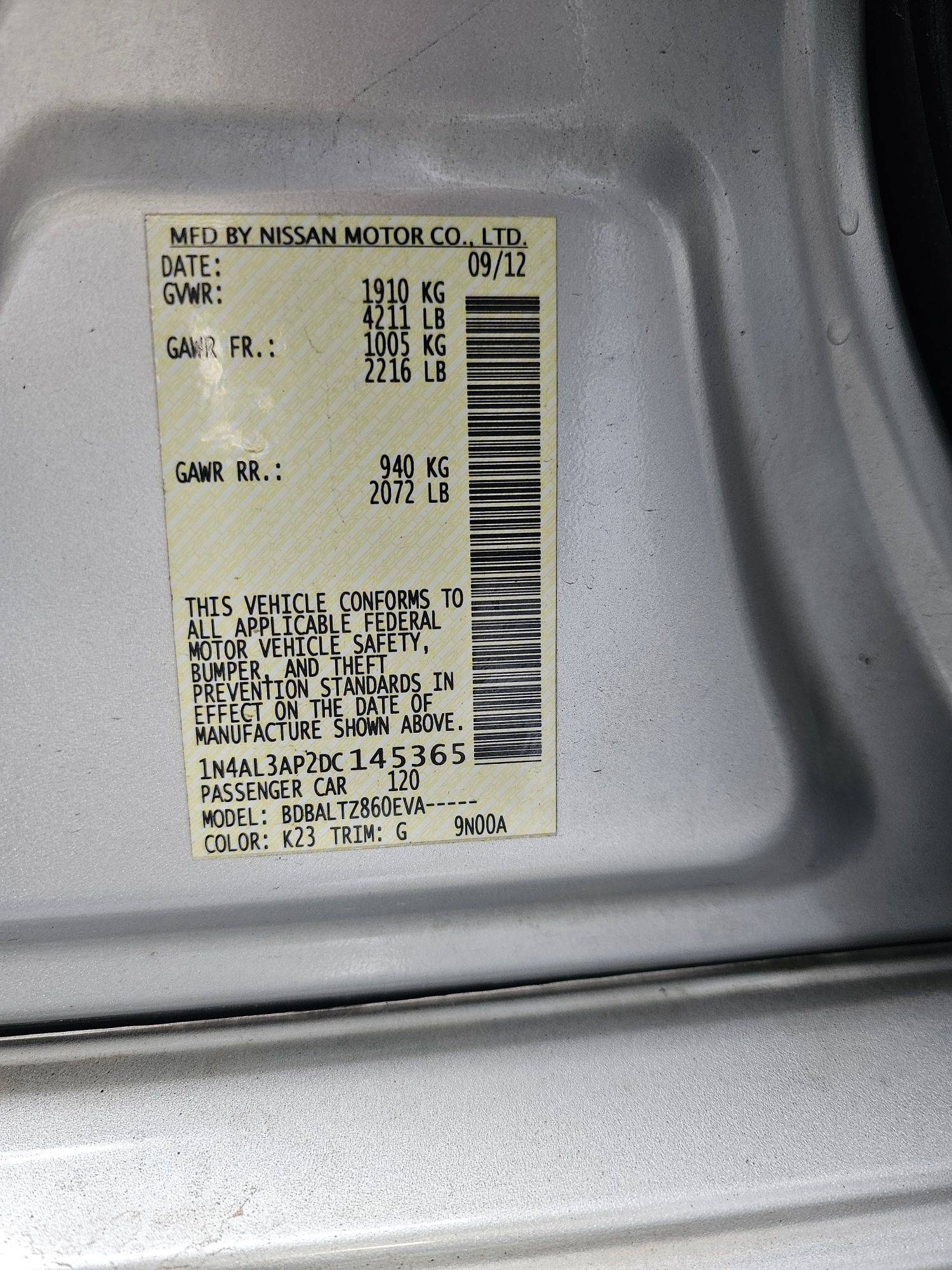 2013 NISSAN ALTIMA — 167023 Miles — Lot DC145365 — Main - Marhaba Auctions Used Cars - Image 22