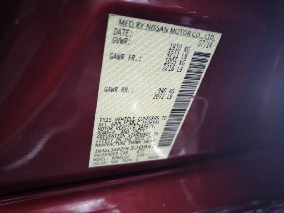 2015 NISSAN ALTIMA — 163090 Miles — Lot 69165173 - Marhaba Auctions Used Cars - Image 8