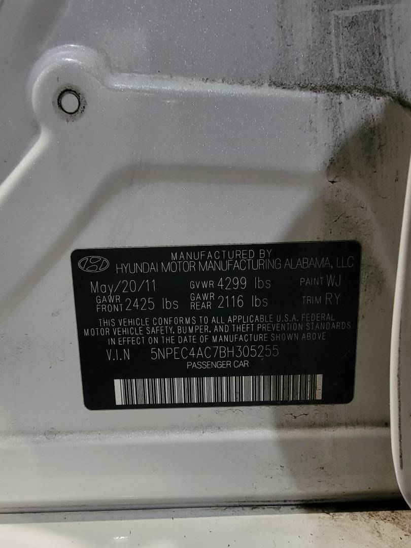 2011 HYUNDAI SONATA — 124454 Miles — Lot BH305255 — Main - Marhaba Auctions Used Cars - Image 11