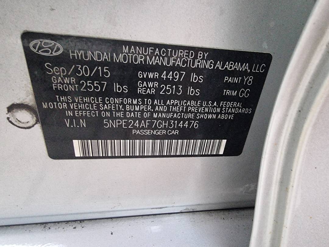 2016 HYUNDAI SONATA — 104188 Miles — Lot H314476 — Main - Marhaba Auctions Used Cars - Image 7