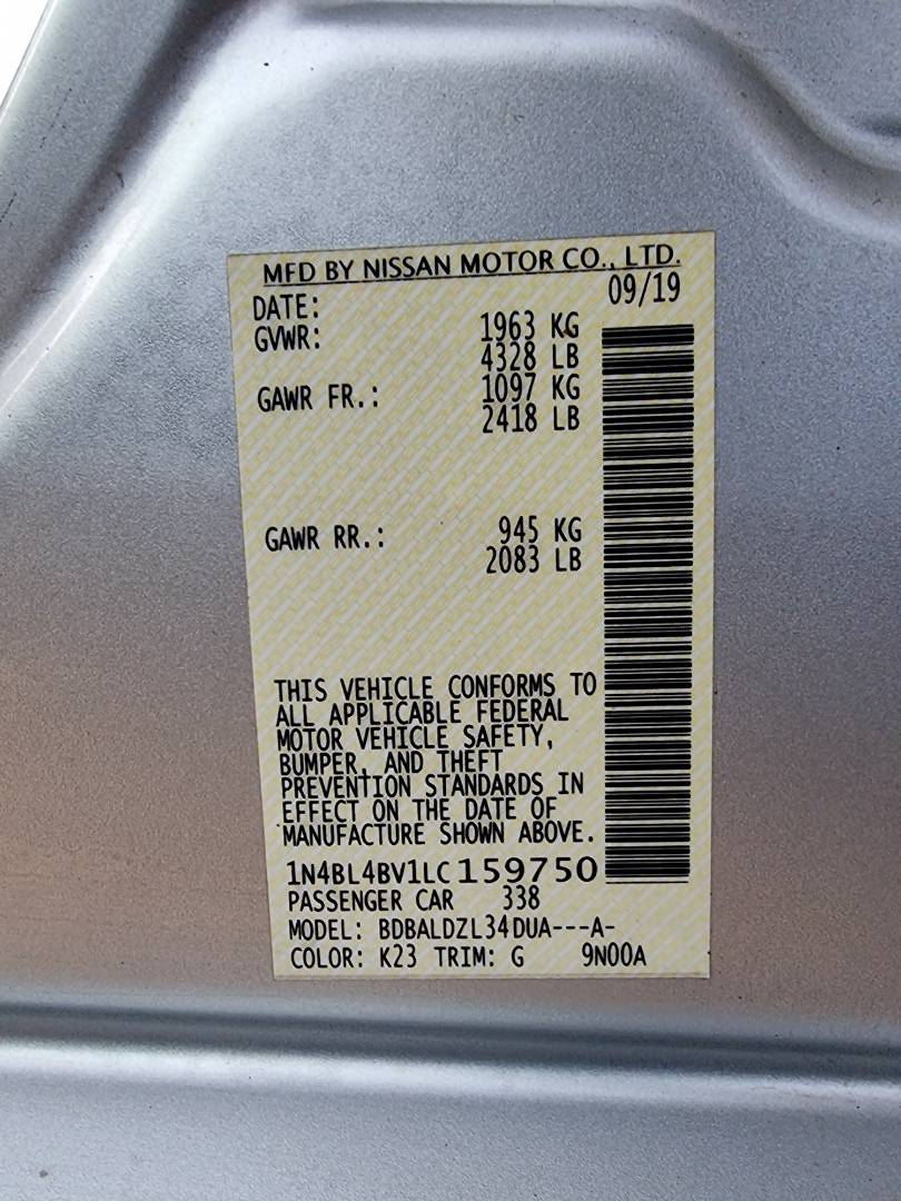 2020 NISSAN ALTIMA — 84575 Miles — Lot LC159750 — Main - Marhaba Auctions Used Cars - Image 9
