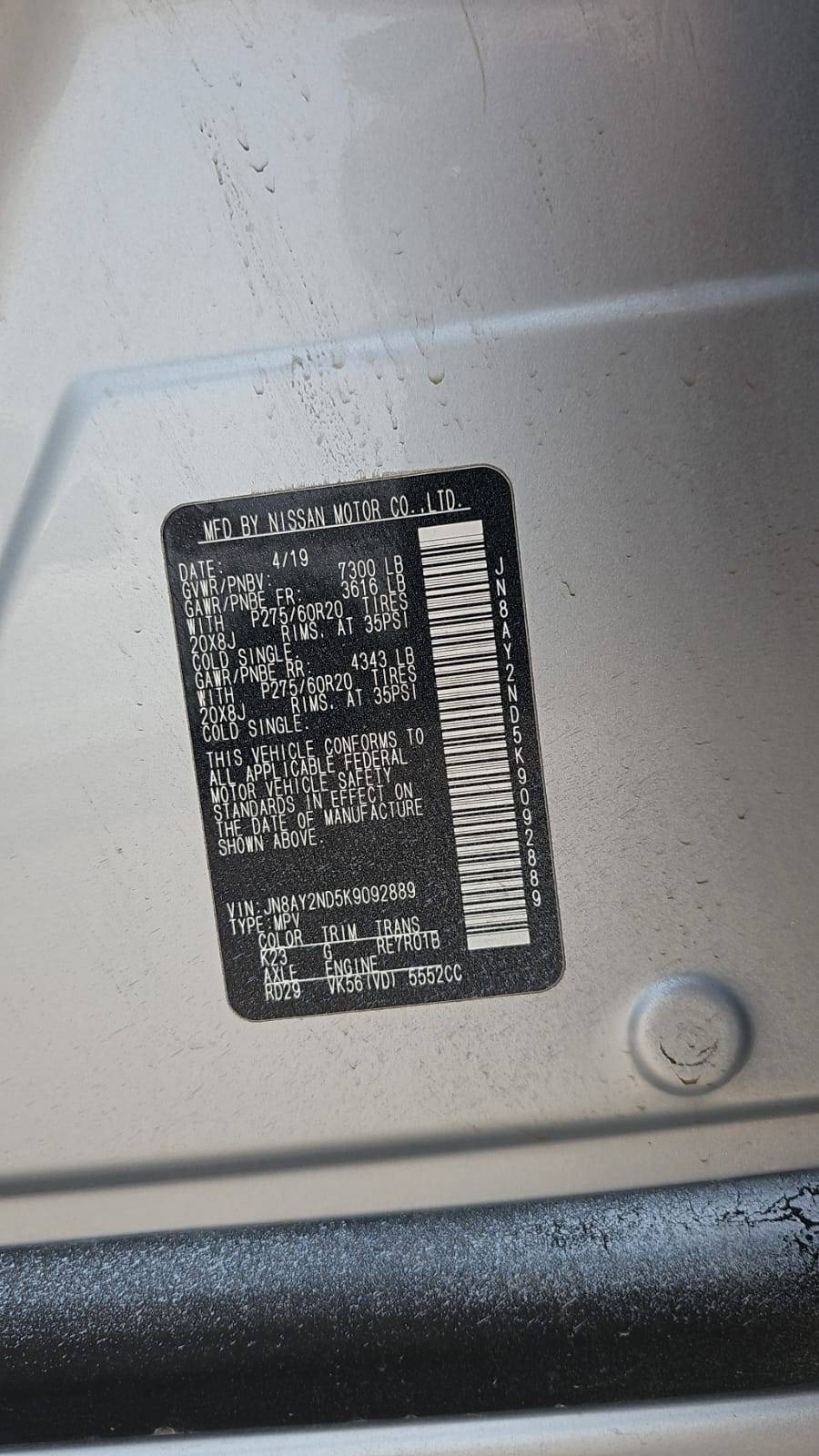 NISSAN ARMADA 2019 - Marhaba Auction Used Cars - Image 5