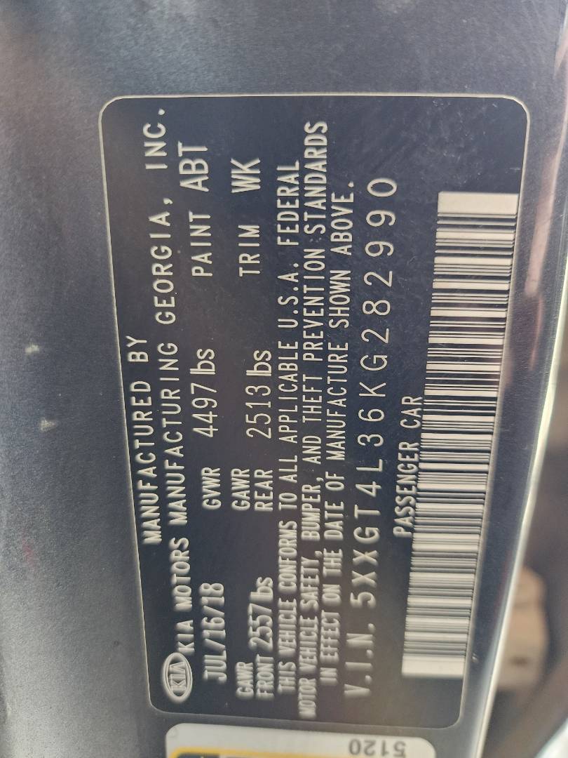 2019 KIA OPTIMA — 167761 Miles — Lot 82990 — Souq - Marhaba Auctions Used Cars - Image 5