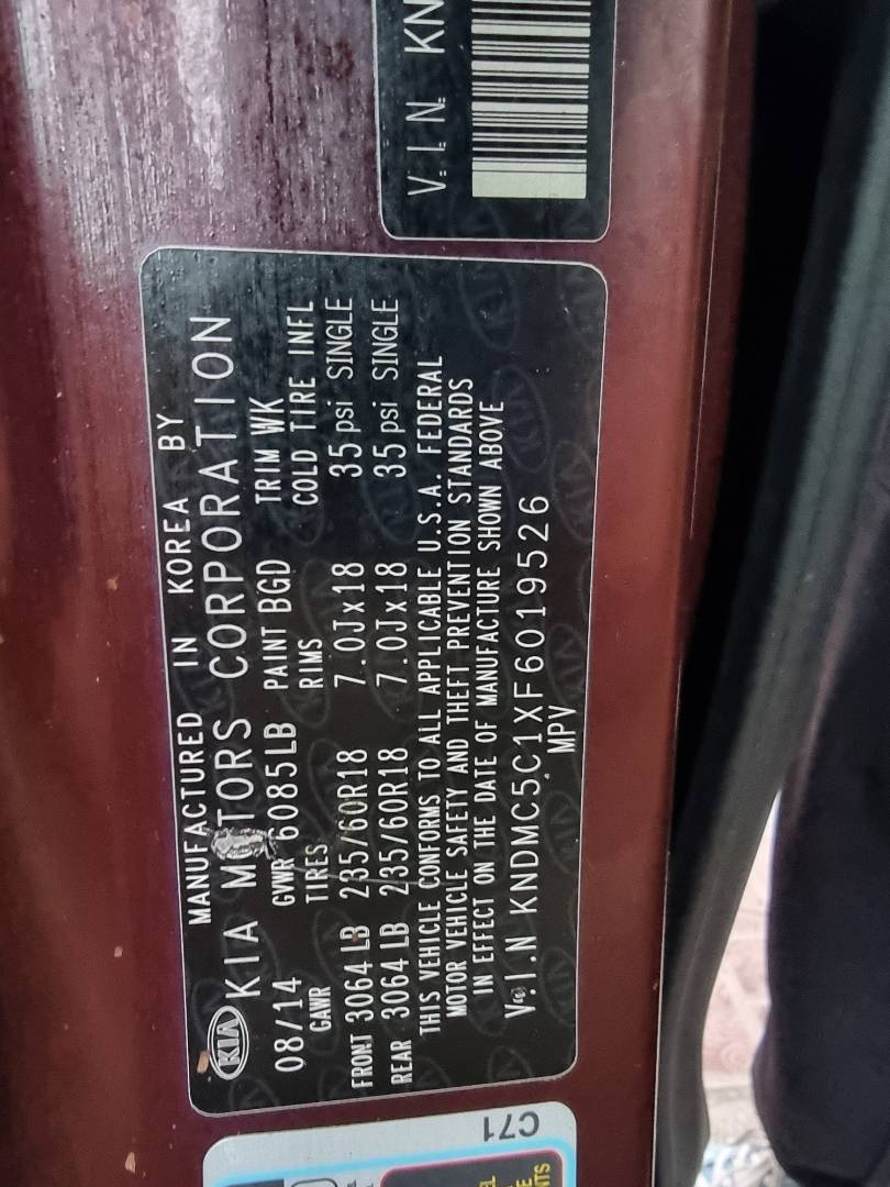 2015 KIA SEDONA — 195913 Miles — Lot 215487 — Souq - Marhaba Auctions Used Cars - Image 9