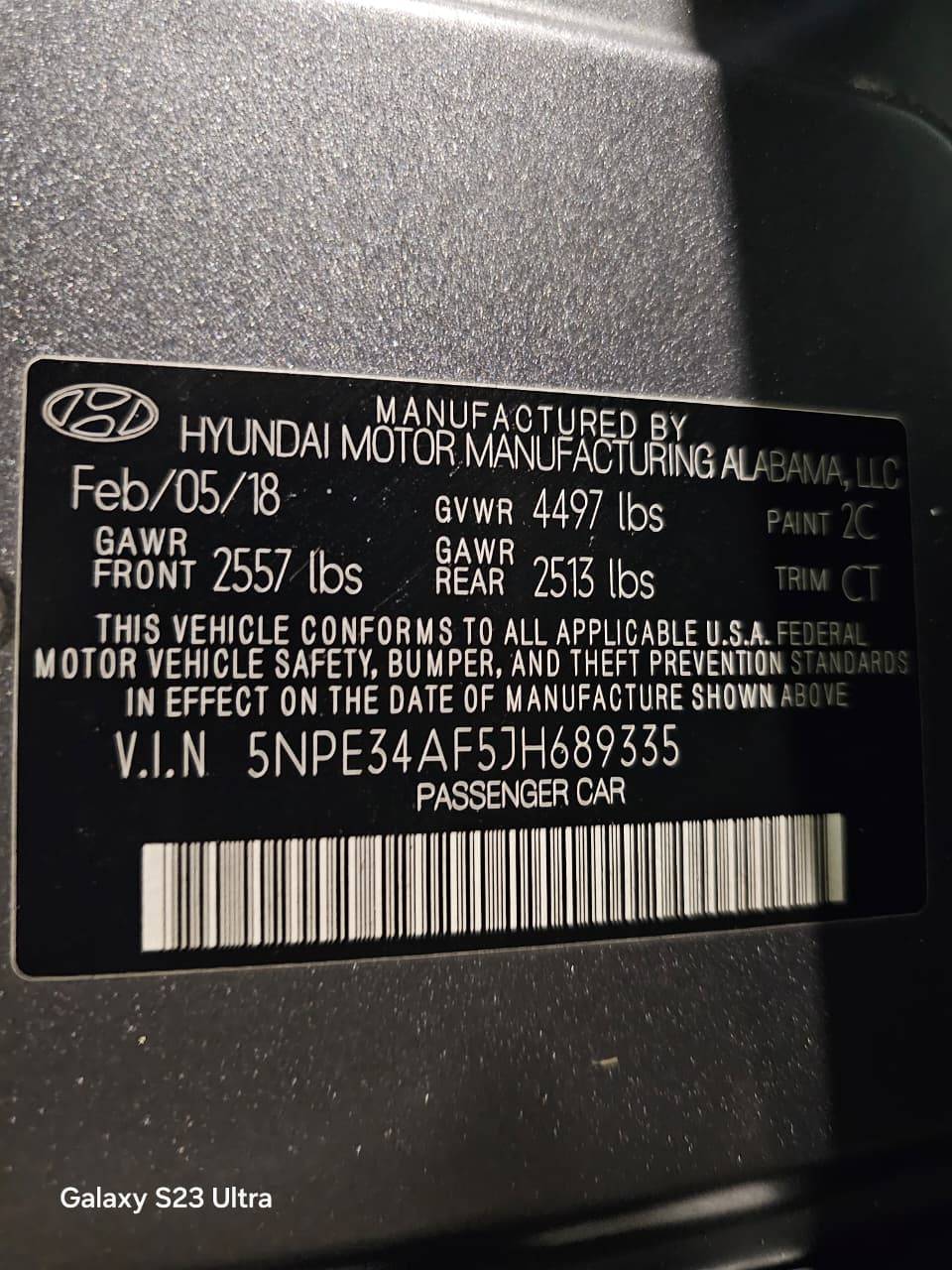 2018 HYUNDAI SONATA SPORT — 175678 Miles — Lot JH689335 — Main - Marhaba Auctions Used Cars - Image 11