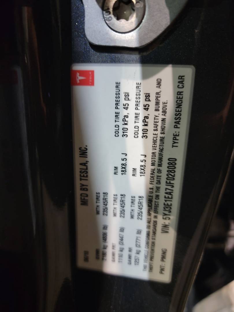 2018 TESLA MODEL 3 — 65483 Miles — Lot F028080 — Main - Marhaba Auctions Used Cars - Image 10