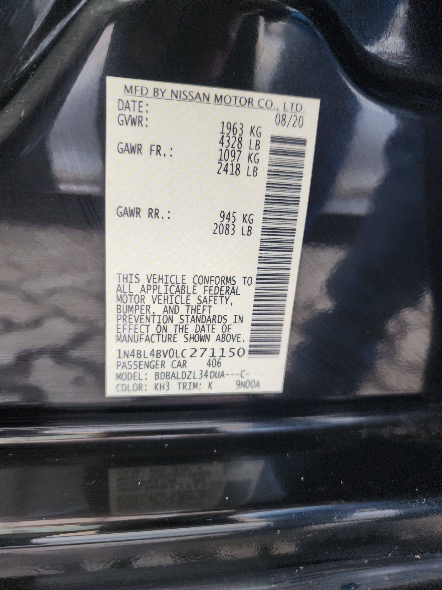 2020 NISSAN ALTIMA — 90754 Miles — Lot 521212410 - Marhaba Auctions Used Cars - Image 8