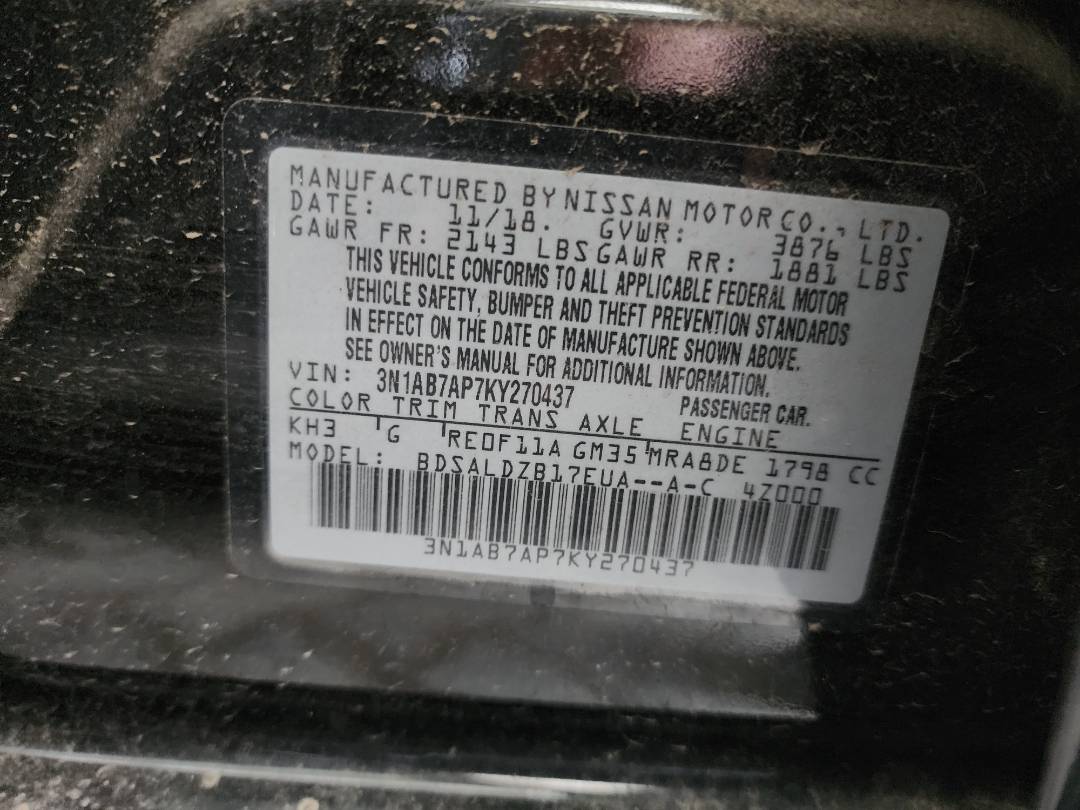 2019 NISSAN SENTRA — 46074 Miles — Lot 80082563 - Marhaba Auctions Used Cars - Image 3
